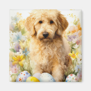 Goldendoodle mit Ostereiern Magnet