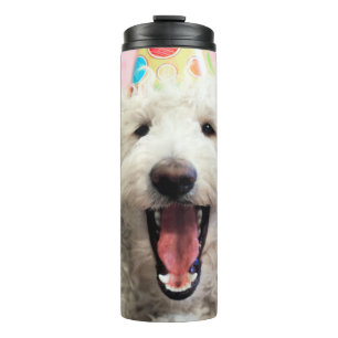 Goldendoodle mit Party-Hut Thermosbecher