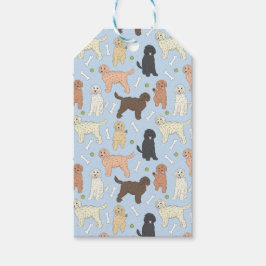 goldendoodle-Muster in blau Geschenkanhänger