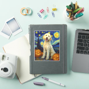 Goldendoodle Niedlich Hund Halloween Kürbislaterne Aufkleber