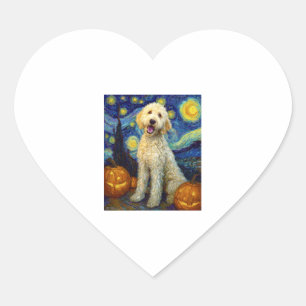 Goldendoodle Niedlich Hund Halloween Kürbislaterne Herz-Aufkleber