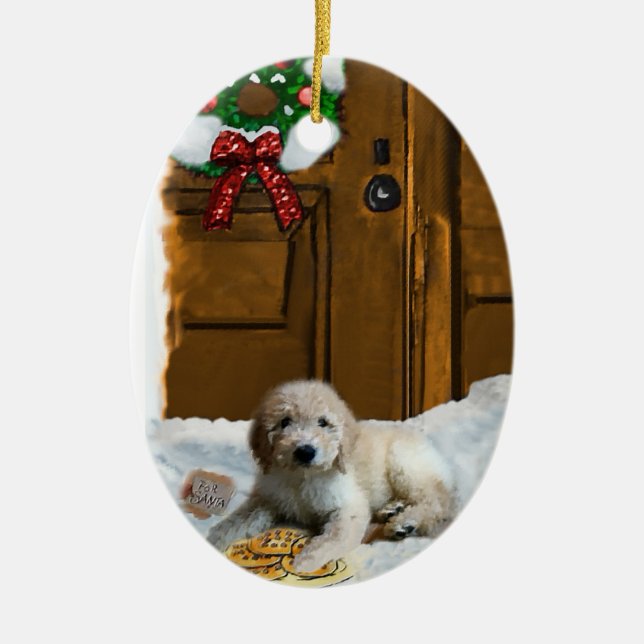 Goldendoodle Noël Cadeaux Ornement (Devant)