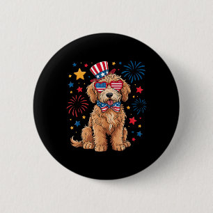 Goldendoodle Patriotisch 4. Juli Golden Doodle D Button