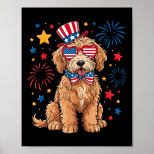 Goldendoodle Patriotisch 4. Juli Golden Doodle D Poster