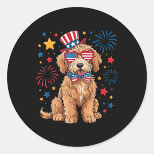 Goldendoodle Patriotisch 4. Juli Golden Doodle D Runder Aufkleber