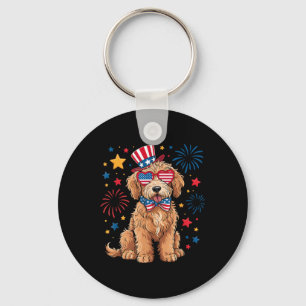 Goldendoodle Patriotisch 4. Juli Golden Doodle D Schlüsselanhänger