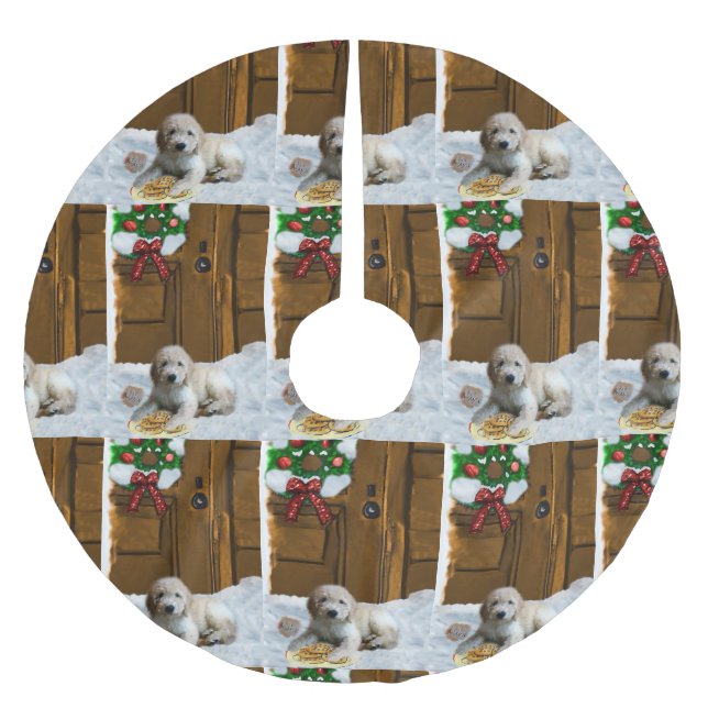 Goldendoodle Polyester Weihnachtsbaumdecke (Vorderseite)