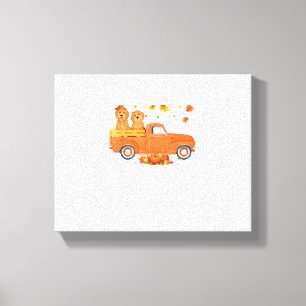 Goldendoodle Pumpkin Truck Fall Leaf Erntedank Leinwanddruck