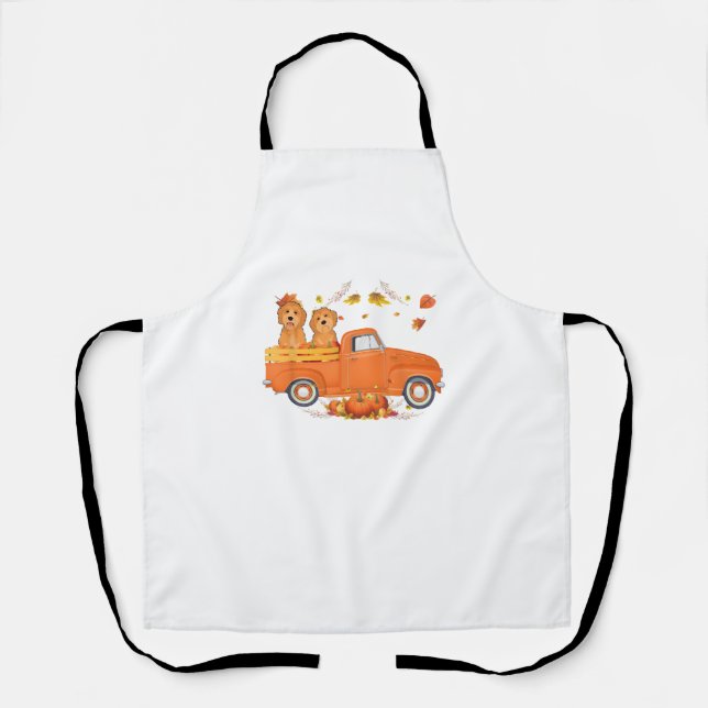 Goldendoodle Pumpkin Truck Fall Leaf Erntedank Schürze (Vorderseite)