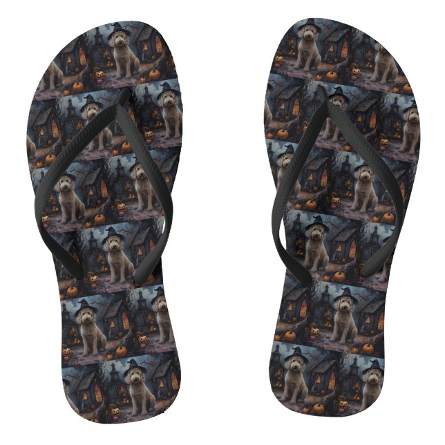 Goldendoodle Pumpkins Halloween Beängstigend Flip Flops (Fußbett)