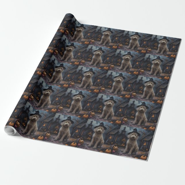 Goldendoodle Pumpkins Halloween Beängstigend Geschenkpapier (Ungerollt)