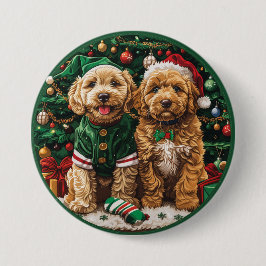 Goldendoodle Puppy Hunde Button