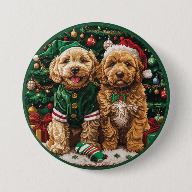 Goldendoodle Puppy Hunde Button (Vorderseite)