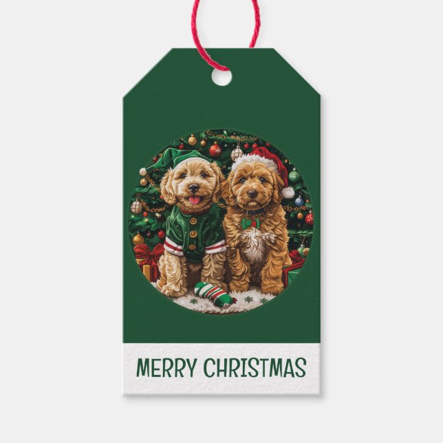Goldendoodle Puppy Hunde Geschenkanhänger (Vorderseite)