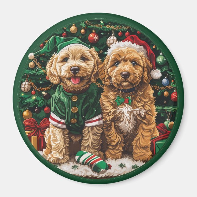 Goldendoodle Puppy Hunde Magnet (Vorne)