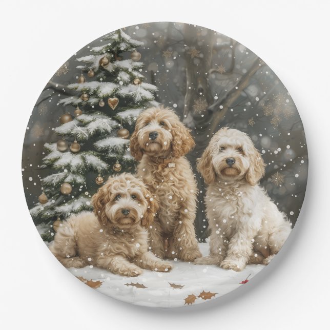 Goldendoodle Puppy Hunde Pappteller (Vorderseite)