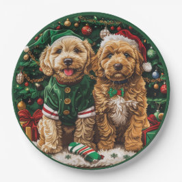 Goldendoodle Puppy Hunde Pappteller