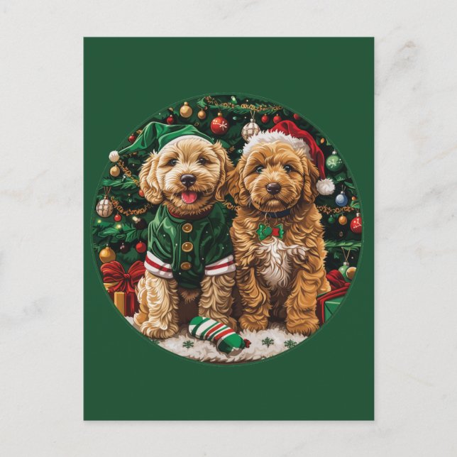 Goldendoodle Puppy Hunde Postkarte (Vorderseite)