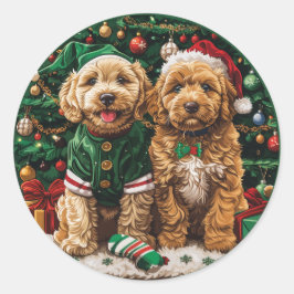 Goldendoodle Puppy Hunde Runder Aufkleber