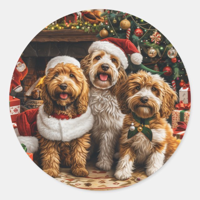 Goldendoodle Puppy Hunde Runder Aufkleber (Vorderseite)