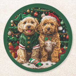 Goldendoodle Puppy Hunde Runder Pappuntersetzer