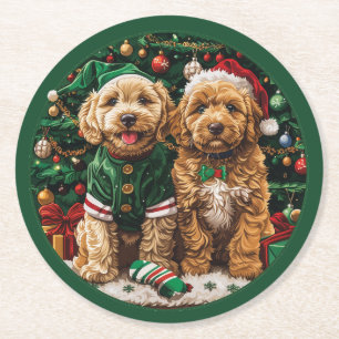 Goldendoodle Puppy Hunde Runder Pappuntersetzer