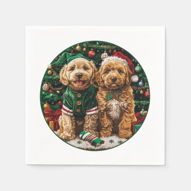 Goldendoodle Puppy Hunde Serviette (Vorderseite)