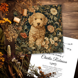 Goldendoodle Puppy William Morris Style Party Dankeskarte
