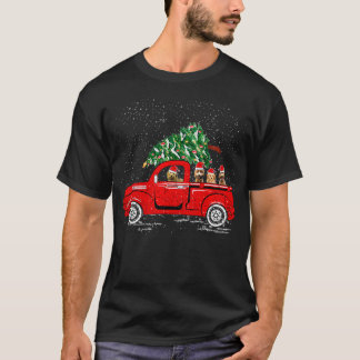 Goldendoodle Riding Red Truck Weihnachten Paja T-Shirt