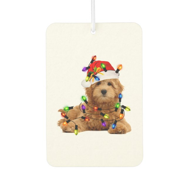 Goldendoodle Santa Dog Autolufterfrischer (Vorderseite)