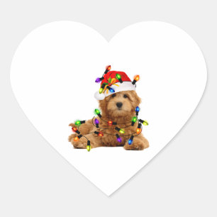 Goldendoodle Santa Dog Herz-Aufkleber