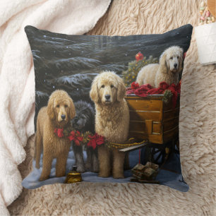 Goldendoodle Schnee-Schlitten Weihnachtsdekoration Kissen