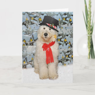 Goldendoodle Schneemann-Weihnachtskarte Feiertagskarte