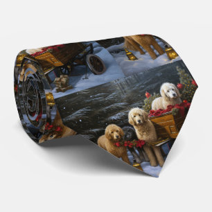 Goldendoodle Schneeschlitten Weihnachtsdekoration Krawatte