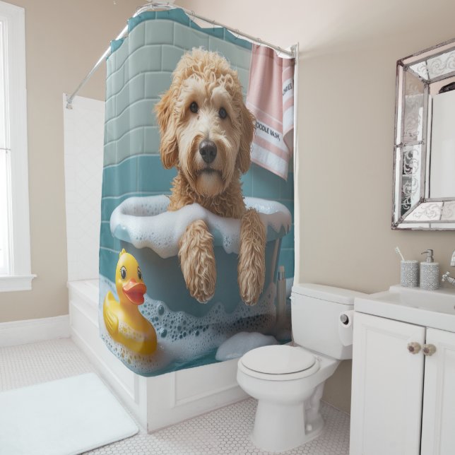 Goldendoodle Sloppy Sleepy Niedlich Funny Duschvorhang (Beispiel)