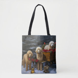 Goldendoodle Snowy Sleigh Weihnachtsdekor Tasche