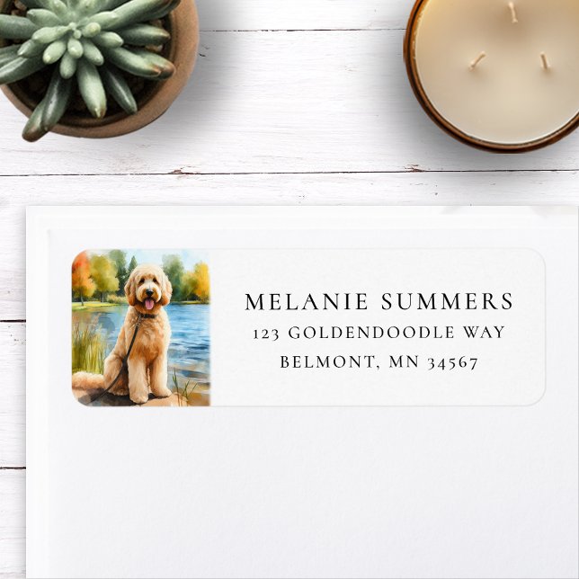 Goldendoodle Summer Lake Return Address Label (Von Creator hochgeladen)
