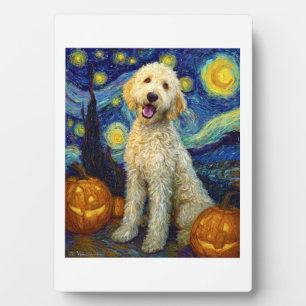 Goldendoodle Süßer Hund Halloween Jack O Lantern K Fotoplatte