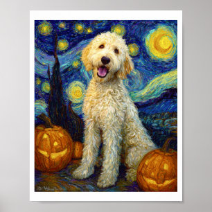 Goldendoodle Süßer Hund Halloween Jack O Lantern K Poster