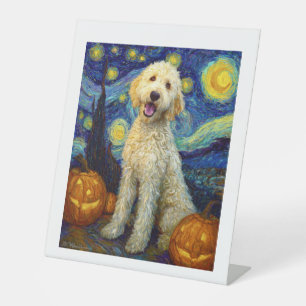 Goldendoodle Süßer Hund Halloween Jack O Lantern K Sockelschild