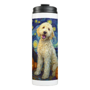 Goldendoodle Süßer Hund Halloween Jack O Lantern K Thermosbecher