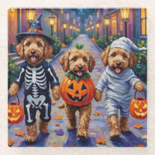 Goldendoodle-Trick-oder-Treating Halloween-Kostüme Glasuntersetzer