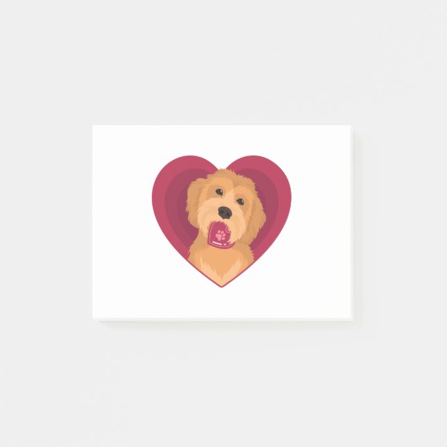 Goldendoodle Valentine Herz Golden Doodle Hund Post-it Klebezettel (Vorderseite)