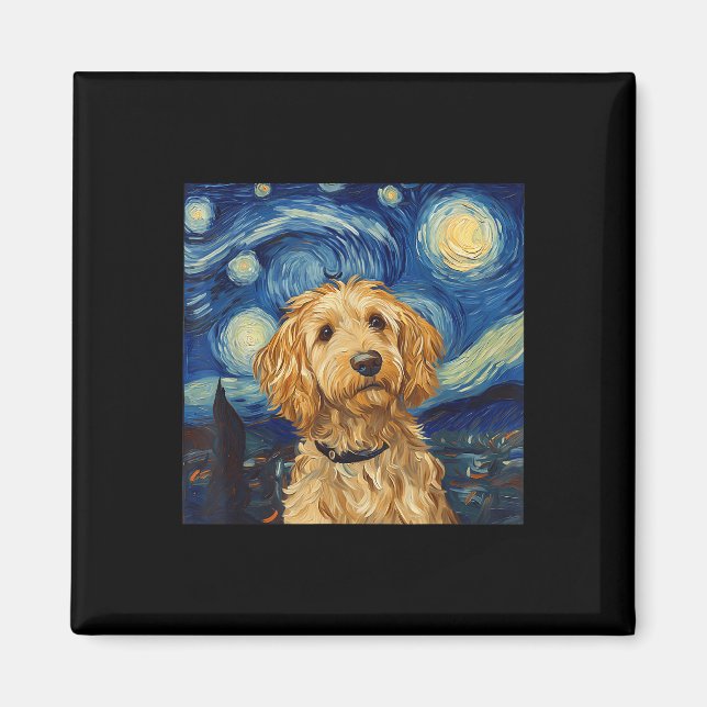 Goldendoodle Van Gogh Starry Night Magnet (Vorne)