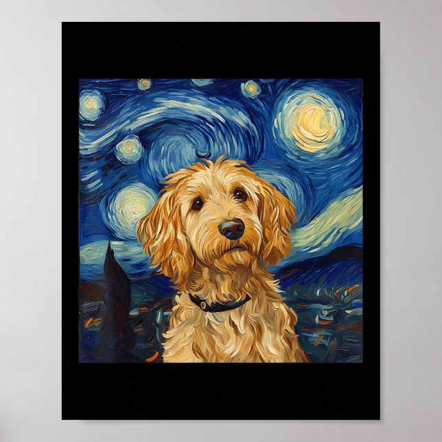 Goldendoodle Van Gogh Starry Night Poster (Vorne)