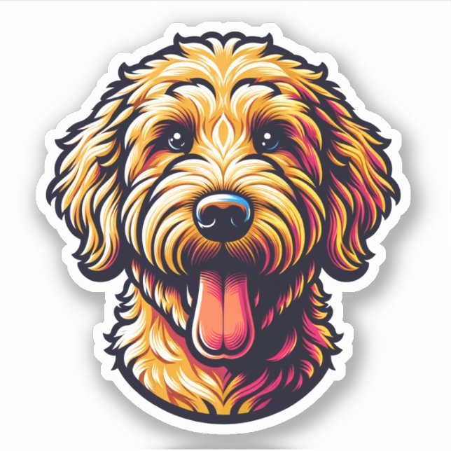 Goldendoodle Vinyl Dog Sticker (Vorderseite)