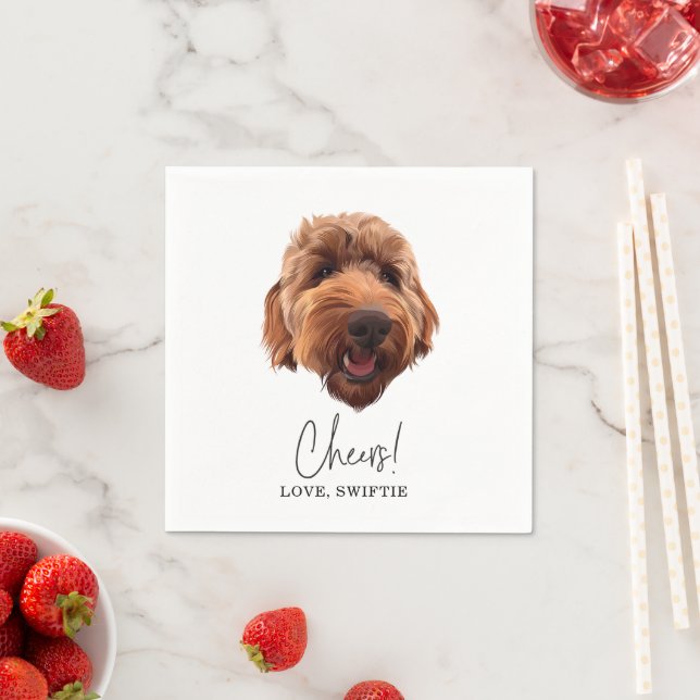 Goldendoodle Wedding Party Custom Cocktail Napkins Serviette (Beispiel)