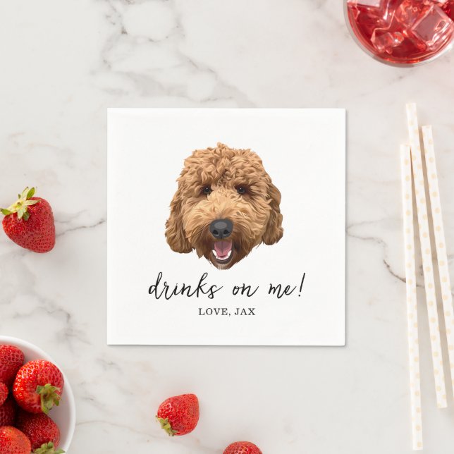 Goldendoodle Wedding Party Custom Cocktail Napkins Serviette (Beispiel)