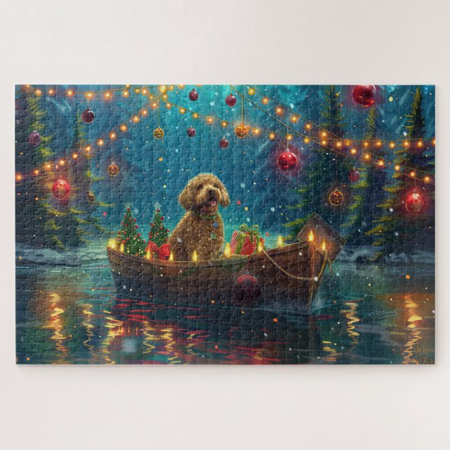 Goldendoodle Weihnachten Feierliche Reise (Horizontal)