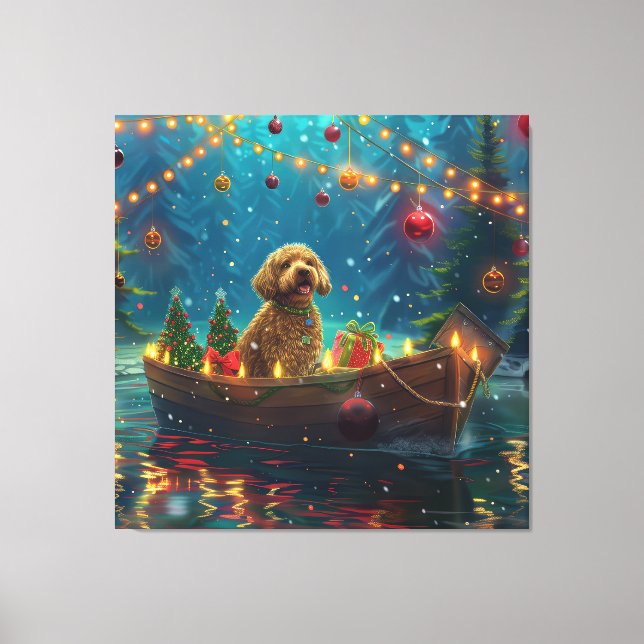 Goldendoodle Weihnachten Feierliche Reise Leinwanddruck (Vorderseite)